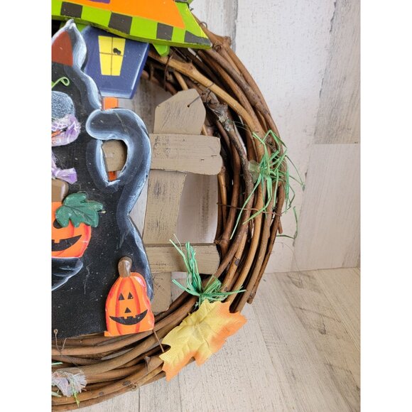 Vintage cat wreath Halloween welcome hanging home decor - Picture 7 of 11